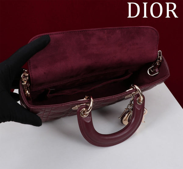 medium lady d-joy 26 bordeaux pelle di agnello