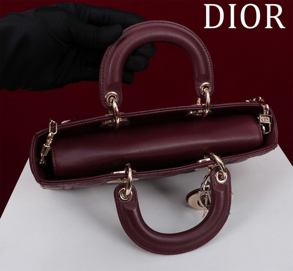 medium lady d-joy 26 bordeaux pelle di agnello