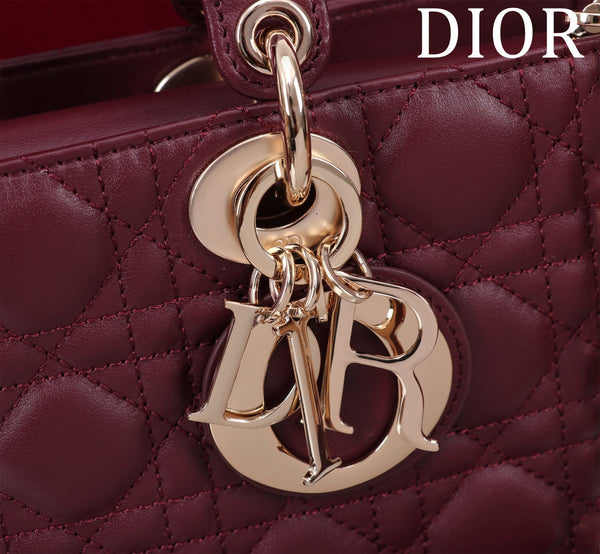 medium lady d-joy 26 bordeaux pelle di agnello