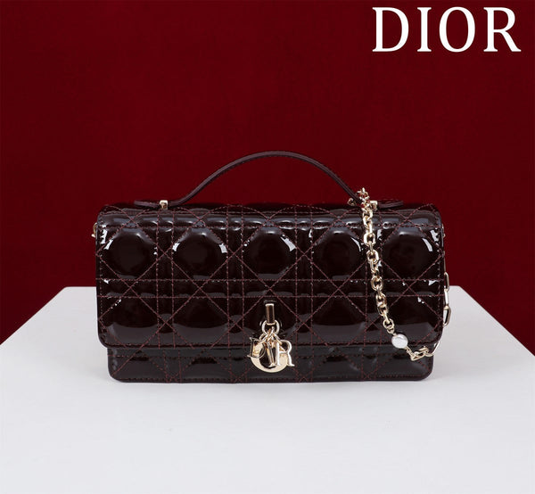 my cd mini 21 wine red patent calfskin