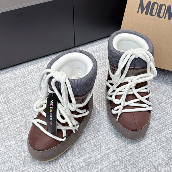 Moon Snow Fall Winter Boots Taupe Brown Wool Nylon Lining 515584