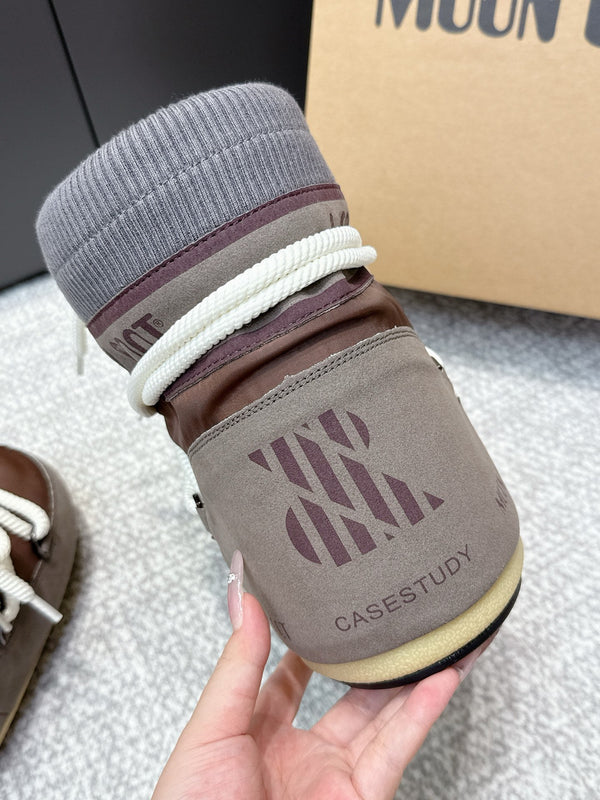 Moon Snow Fall Winter Boots Taupe Brown Wool Nylon Lining 515584