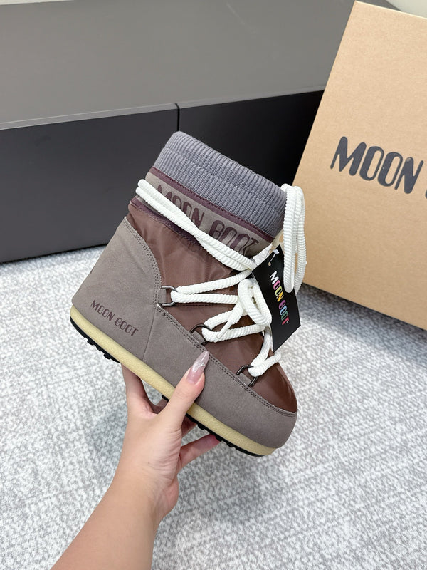 Moon Snow Fall Winter Boots Taupe Brown Wool Nylon Lining 515584