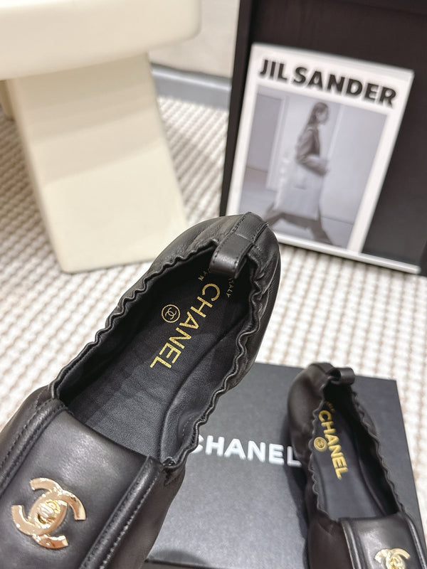 CC Ballet Flats Full Black Soft Leather 721502