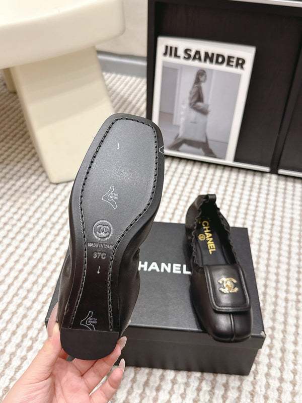 CC Ballet Flats Full Black Soft Leather 721502