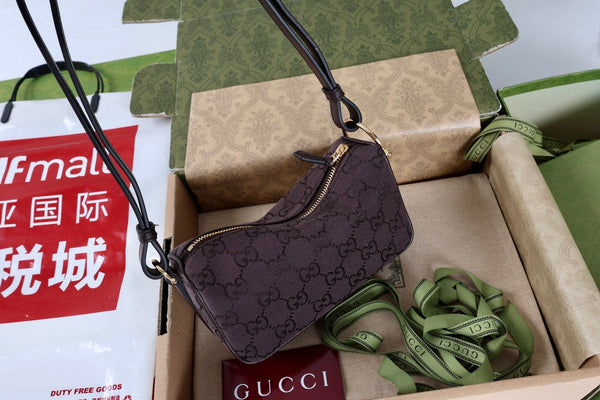 GG Half Horsebit Mini Shoulder Bag 19.5cm Brown Canvas