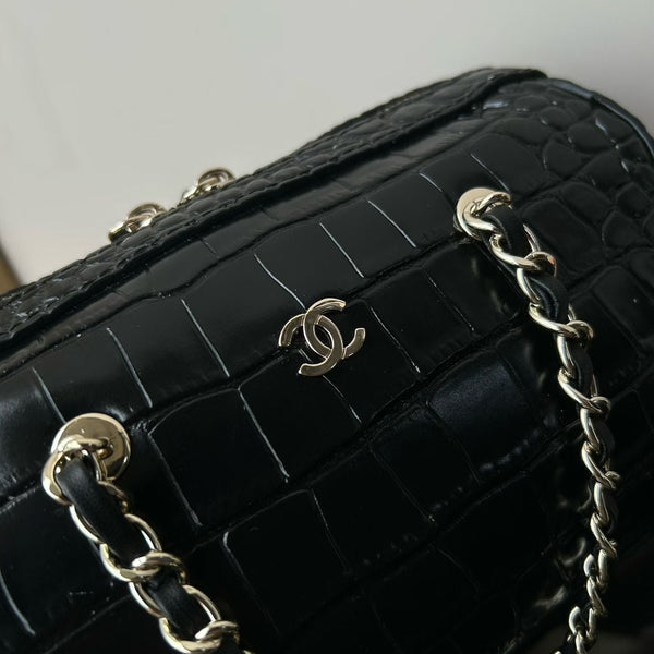 CC 26P Bowling Bag Black Crocodile-Embossed Calfskin