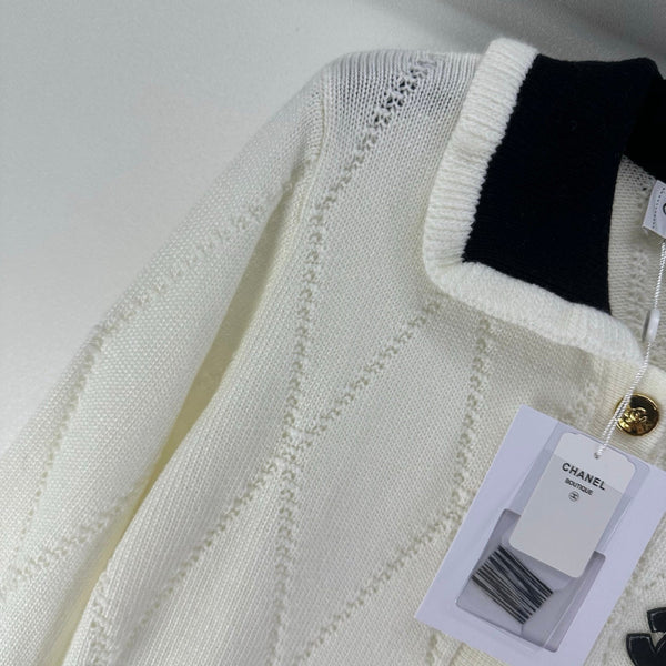 Gilet CC 26s Noir Blanc Laine Nylon 345977