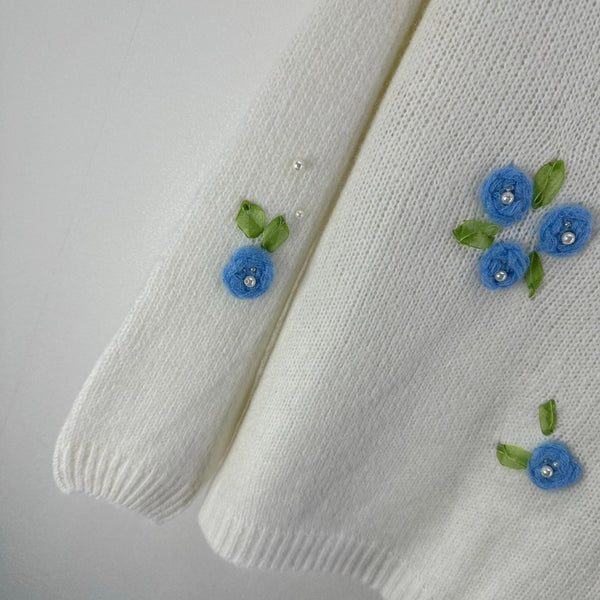 Pull à manches longues en laine et nylon blanc CC Floral 345973