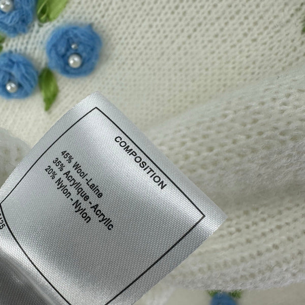 Pull à manches longues en laine et nylon blanc CC Floral 345973