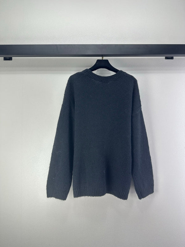Pull à manches longues en laine et nylon noir CC Floral 345974