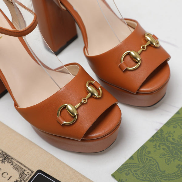 Sandali GG Cuir Noir Arancione Zenzero