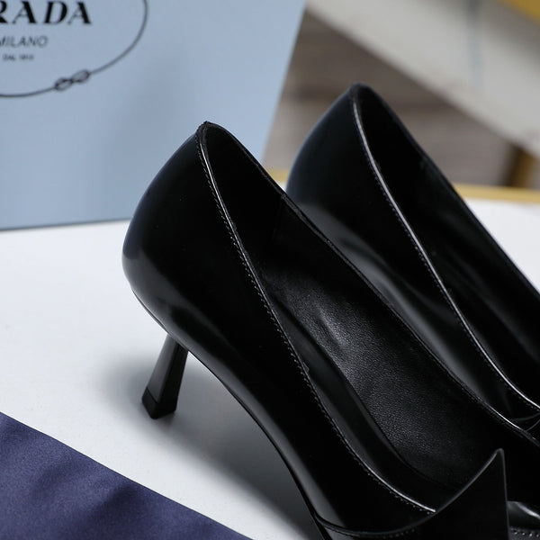 Décolleté Prada bicolore spazzolate 55mm in pelle di vacchetta nera 456267