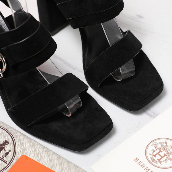 HM 25 Slingback Keen 90 in pelle scamosciata nera