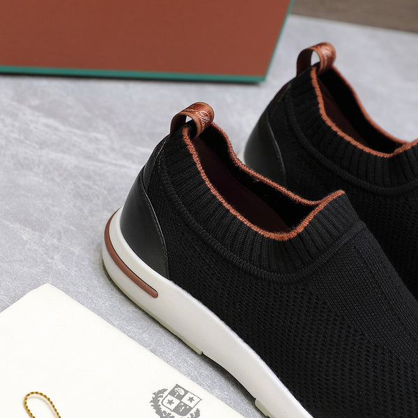 LP lady Flexy Walk Sneaker Black Wool And Calfskin 310446