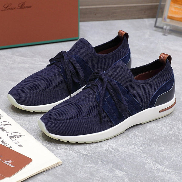 LP lady Flexy Walk Sneaker Navy Blue Wool and Calfskin 310455