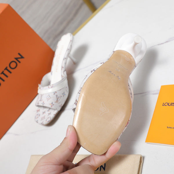 LV 6AM Mule 55mm Multicolore Pelle di Vacchetta Tela Monogram 456145