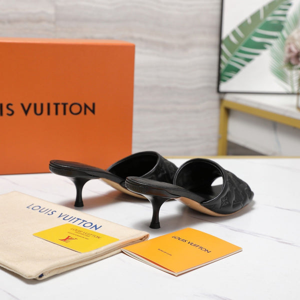 LV Revival Mule 55mm Nero Monogramma-Pelle di Agnello in Rilievo 456151