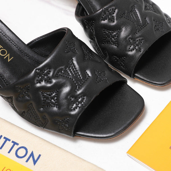 LV Revival Mule 55mm Nero Monogramma-Pelle di Agnello in Rilievo 456151