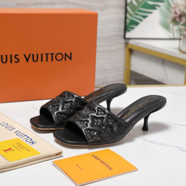 LV Revival Mule 55mm Nero Monogramma-Pelle di Agnello in Rilievo 456151