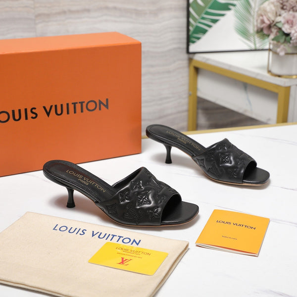 LV Revival Mule 55mm Nero Monogramma-Pelle di Agnello in Rilievo 456151