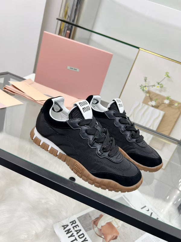 Miu TYRE Sneakers Black Suede Technical Fabric 456333
