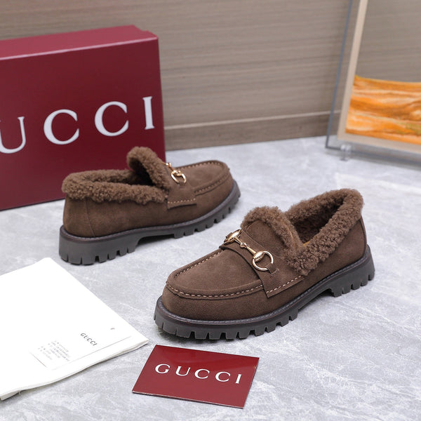 GG Women's Loafer Horsebit Beige Suede Shearing 547321