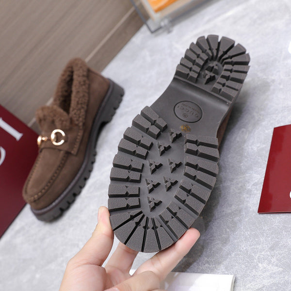 GG Women's Loafer Horsebit Brown Suede Shearing 547322