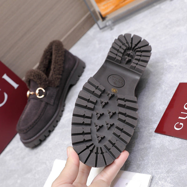 GG Women's Loafer Horsebit Purple-Gray Suede Shearing 547325