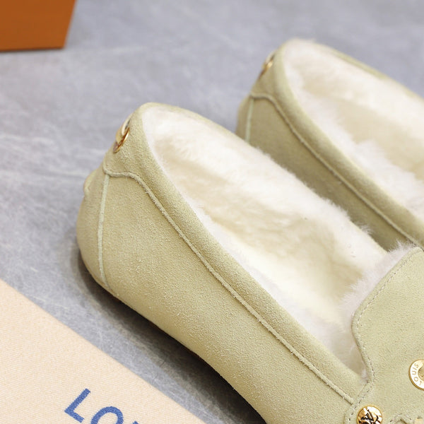 LV Flore Car Shoe Light Sand Suede Wool 547248