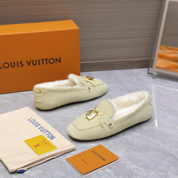 LV Flore Car Shoe Light Sand Suede Wool 547248
