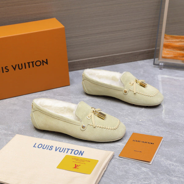 LV Flore Car Shoe Light Sand Suede Wool 547248