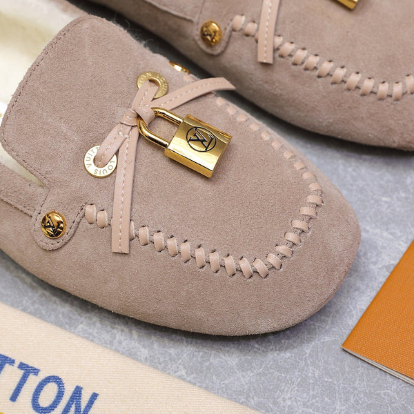 LV Flore Car Shoe Taupe Suede Wool 547249