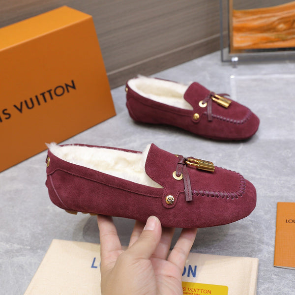 LV Flore Car Shoe Burgundy Suede Wool 547250