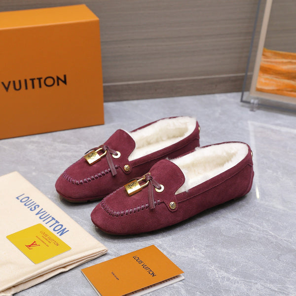 LV Flore Car Shoe Burgundy Suede Wool 547250