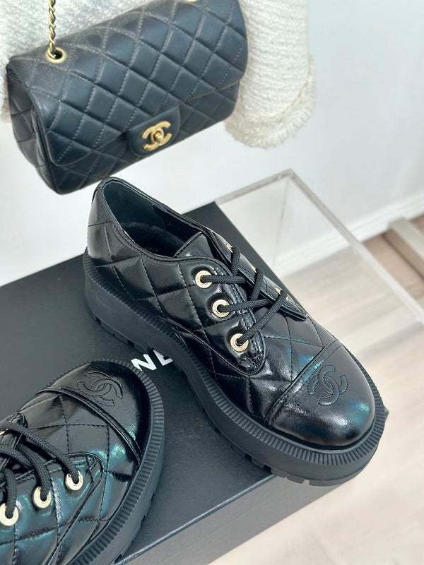 CC Classic Sneaker 50mm Glossy Black Quilted Calfskin