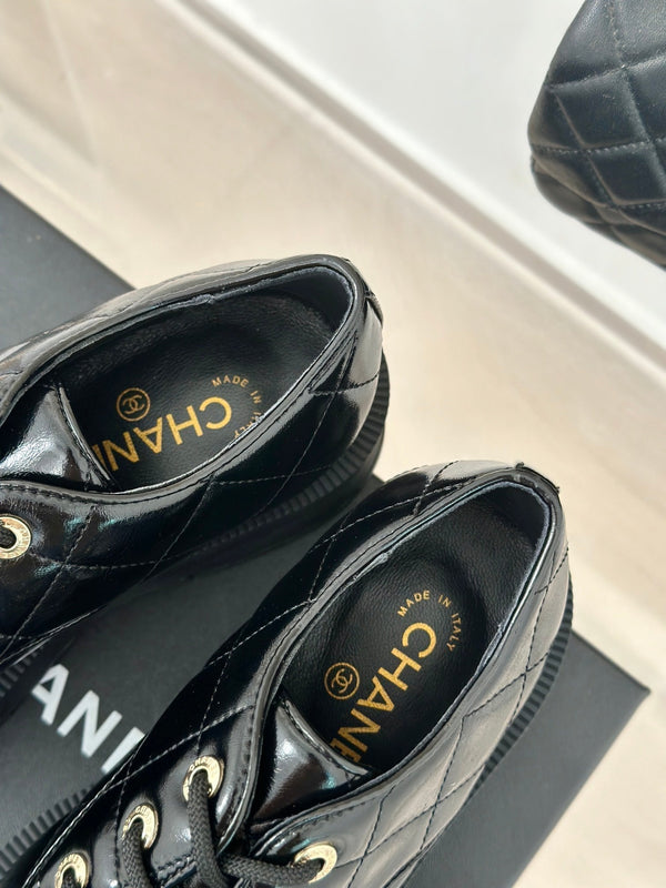 CC Classic Sneaker 50mm Glossy Black Quilted Calfskin