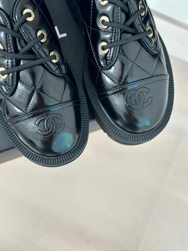 CC Classic Sneaker 50mm Glossy Black Quilted Calfskin