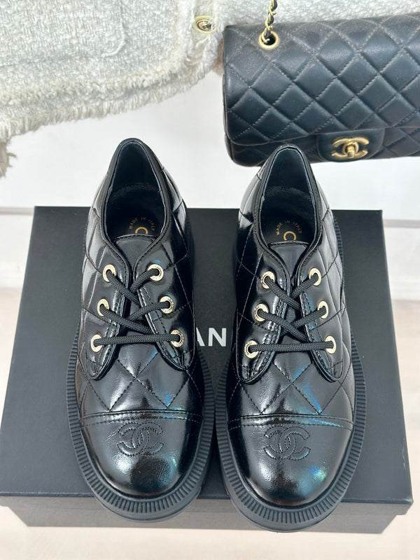 CC Classic Sneaker 50mm Glossy Black Quilted Calfskin