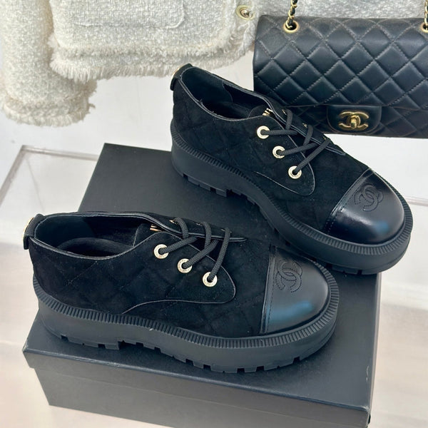 CC Classic Sneaker 50mm Black Quilted Suede And Calfskin