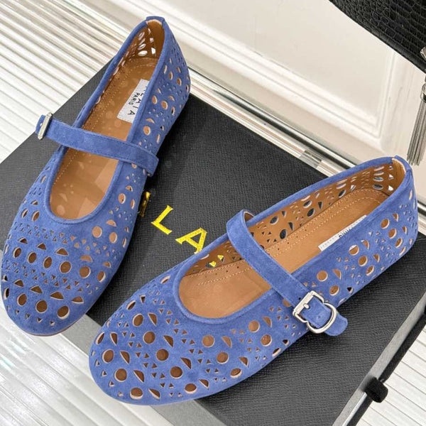 Alaia Women's Ballet Flat Royal Blue Suede 293218