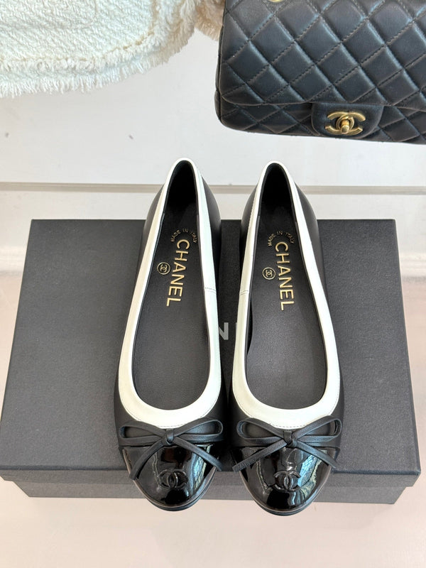 Chanel 25 Bowknot Ballet Flat Black Sheepskin 473067