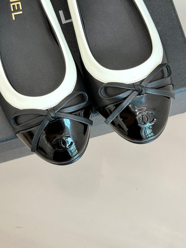 Chanel 25 Bowknot Ballet Flat Black Sheepskin 473067