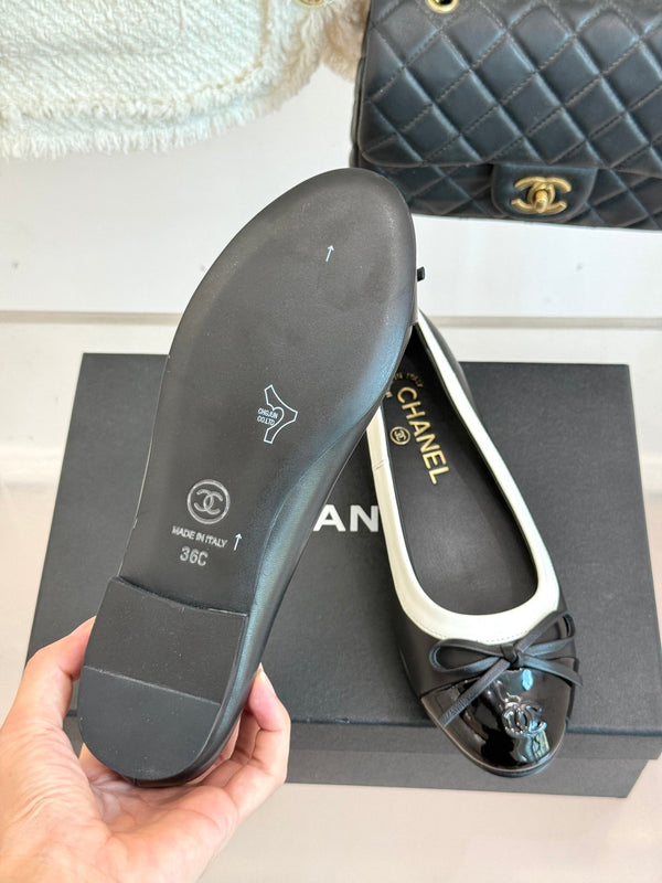 Chanel 25 Bowknot Ballet Flat Black Sheepskin 473067