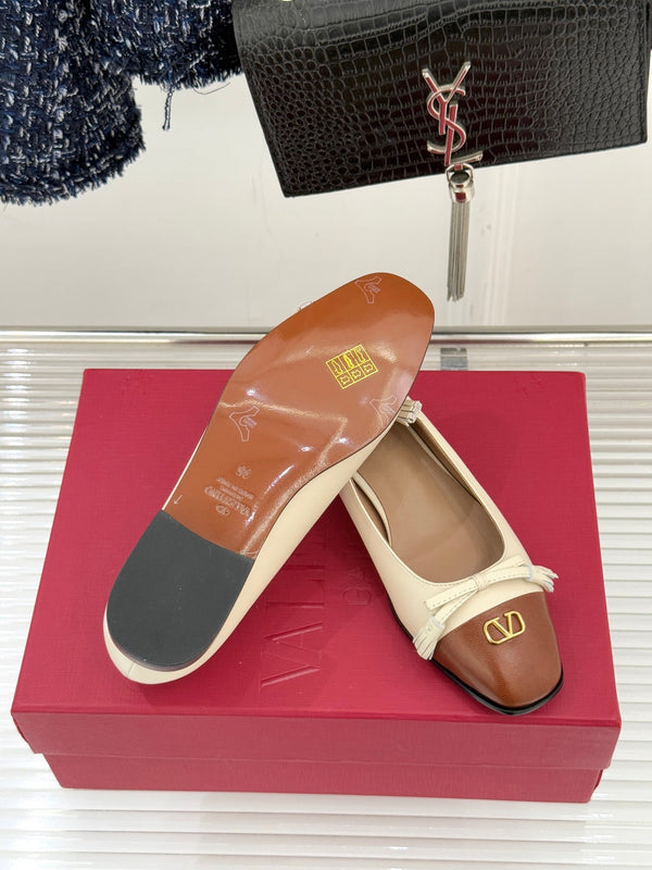 Valet Du Roi Kidskin Ballerina 2.5cm Brown Cream Sheepskin 702252