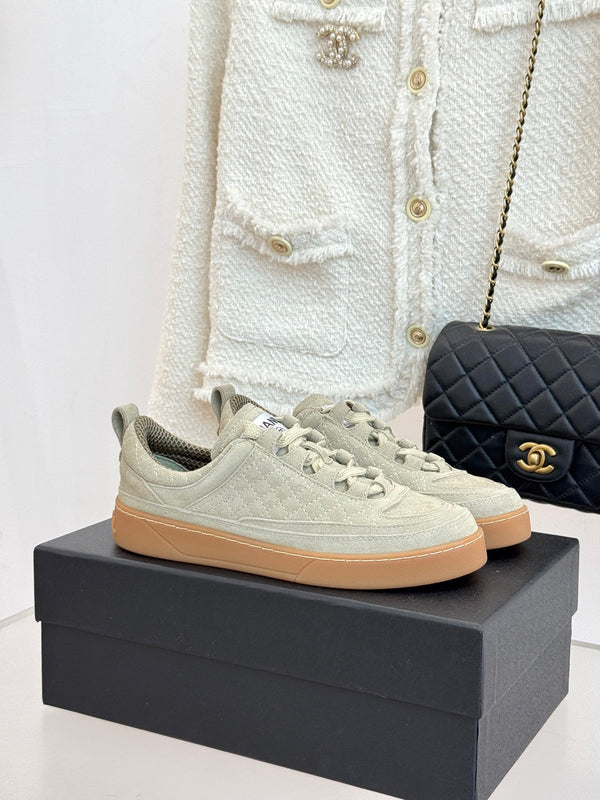 CC Casual Sports Shoes Taupe Diamond Pattern Suede 920477