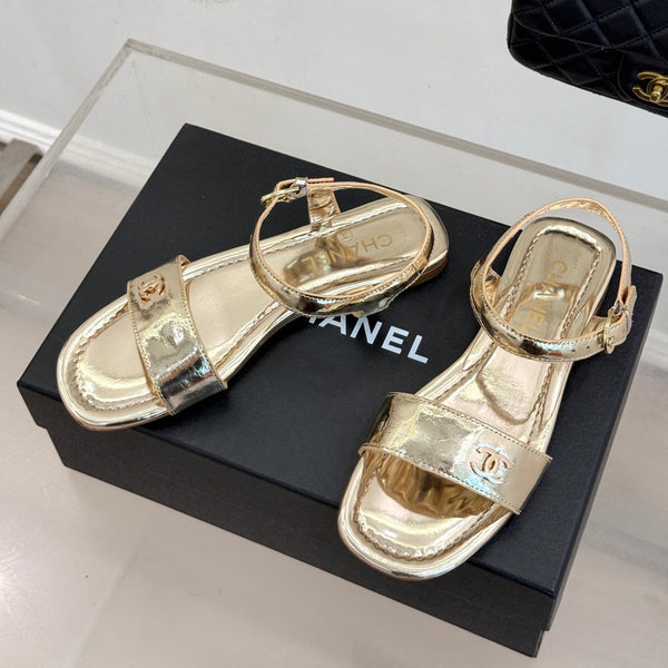 CC 26s Strap Flat Sandals Golden Lambskin 920332