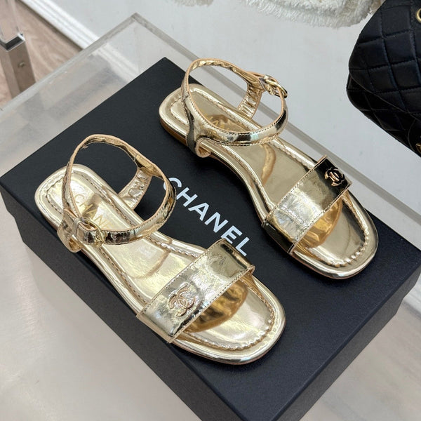 CC 26s Strap Flat Sandals Golden Lambskin 920332