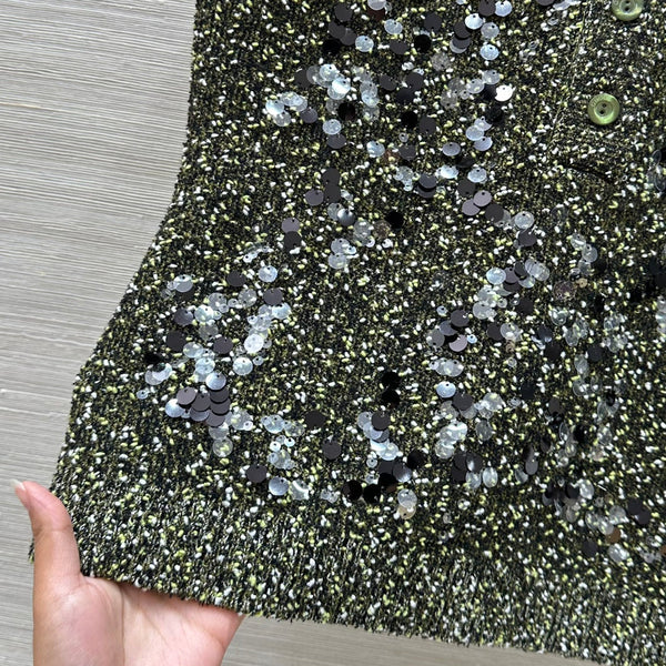 Gucci Knitted Polo Short-sleeved Top Green Wool