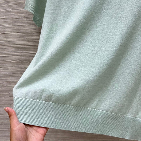 Miu Miu 25 Maglia a maniche corte in lana verde menta